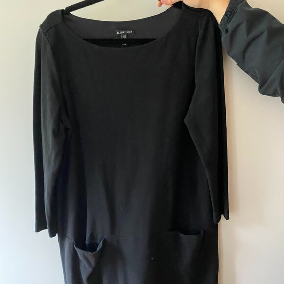 Eileen Fisher Black Mini T-Shirt Dress - Picture 1 of 4